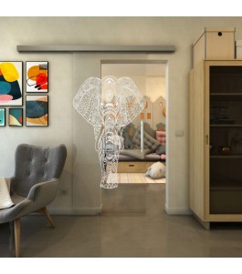 Glasschiebetür SLIM-LINE - Fineprint Model 078 Weiss auf Klarglas