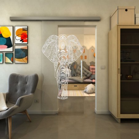 Glasschiebetür SLIM-LINE - Fineprint Model 078 Weiss auf Klarglas