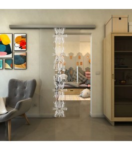 Glasschiebetür SLIM-LINE - Fineprint Model 081 Weiss auf Klarglas