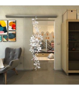 Glasschiebetür SLIM-LINE - Fineprint Model 085 Weiss auf Klarglas