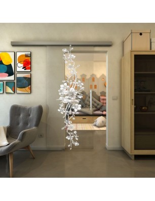 Glasschiebetür SLIM-LINE - Fineprint Model 085 Weiss auf Klarglas