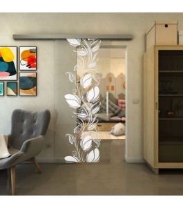 Glasschiebetür SLIM-LINE - Fineprint Model 086 Weiss auf Klarglas