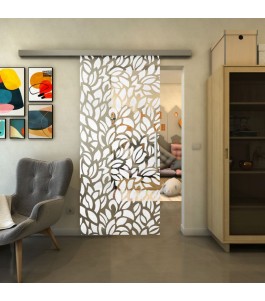 Glasschiebetür SLIM-LINE - Fineprint Model 093 Weiss auf Klarglas