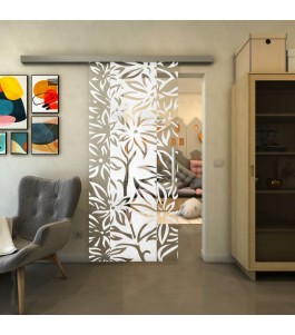 Glasschiebetür SLIM-LINE - Fineprint Model 094 Weiss auf Klarglas