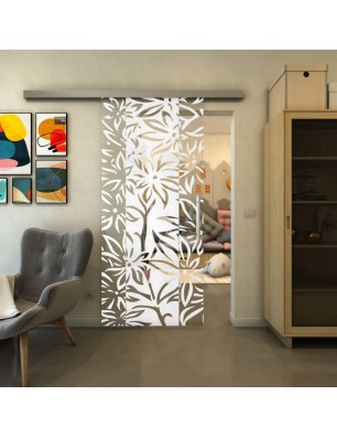 Glasschiebetür SLIM-LINE - Fineprint Model 094 Weiss auf Klarglas
