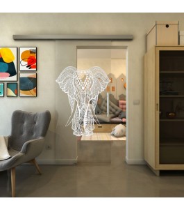 Glasschiebetür SLIM-LINE - Fineprint Model 098 Weiss auf Klarglas