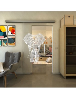 Glasschiebetür SLIM-LINE - Fineprint Model 098 Weiss auf Klarglas