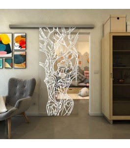 Glasschiebetür SLIM-LINE - Fineprint Model 105 Weiss auf Klarglas