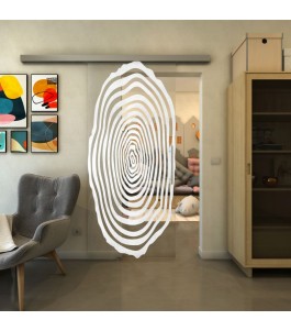 Glasschiebetür SLIM-LINE - Fineprint Model 109 Weiss auf Klarglas