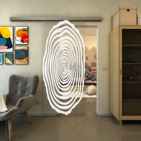 Glasschiebetür SLIM-LINE - Fineprint Model 109 Weiss auf Klarglas