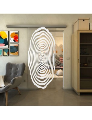 Glasschiebetür SLIM-LINE - Fineprint Model 109 Weiss auf Klarglas