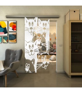 Glasschiebetür SLIM-LINE - Fineprint Model 115 Weiss auf Klarglas