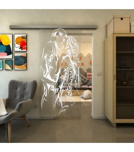 Glasschiebetür SLIM-LINE - Fineprint Model 116 Weiss auf Klarglas