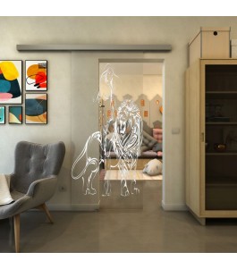 Glasschiebetür SLIM-LINE - Fineprint Model 117 Weiss auf Klarglas