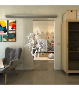 Glasschiebetür SLIM-LINE - Fineprint Model 118 Weiss auf Klarglas