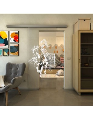 Glasschiebetür SLIM-LINE - Fineprint Model 118 Weiss auf Klarglas