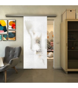 Glasschiebetür SLIM-LINE - Fineprint Model 120 Weiss auf Klarglas