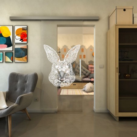 Glasschiebetür SLIM-LINE - Fineprint Model 121 Weiss auf Klarglas