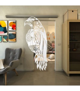 Glasschiebetür SLIM-LINE - Fineprint Model 122 Weiss auf Klarglas
