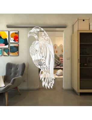 Glasschiebetür SLIM-LINE - Fineprint Model 122 Weiss auf Klarglas