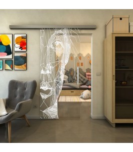 Glasschiebetür SLIM-LINE - Fineprint Model 123 Weiss auf Klarglas
