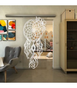 Glasschiebetür SLIM-LINE - Fineprint Model 125 Weiss auf Klarglas