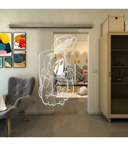 Glasschiebetür SLIM-LINE - Fineprint Model 126 Weiss auf Klarglas
