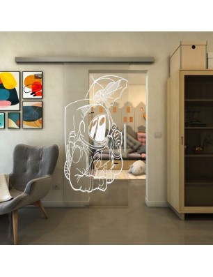 Glasschiebetür SLIM-LINE - Fineprint Model 126 Weiss auf Klarglas