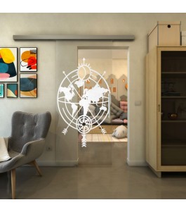 Glasschiebetür SLIM-LINE - Fineprint Model 127 Weiss auf Klarglas
