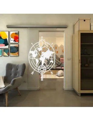 Glasschiebetür SLIM-LINE - Fineprint Model 127 Weiss auf Klarglas