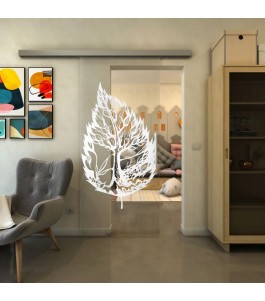 Glasschiebetür SLIM-LINE - Fineprint Model 130 Weiss auf Klarglas