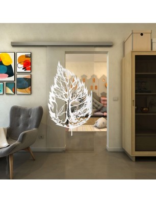 Glasschiebetür SLIM-LINE - Fineprint Model 130 Weiss auf Klarglas