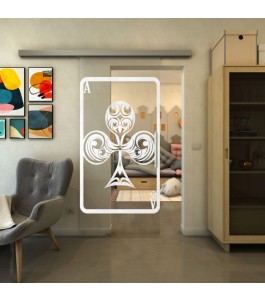 Glasschiebetür SLIM-LINE - Fineprint Model 135 Weiss auf Klarglas