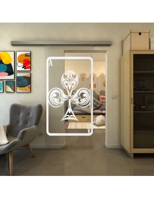 Glasschiebetür SLIM-LINE - Fineprint Model 135 Weiss auf Klarglas