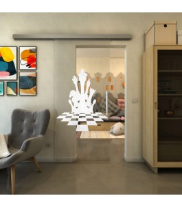 Glasschiebetür SLIM-LINE - Fineprint Model 136 Weiss auf Klarglas