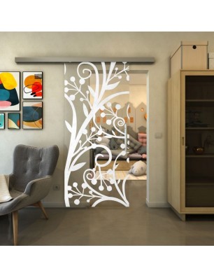 Glasschiebetür SLIM-LINE - Fineprint Model 146 Weiss auf Klarglas