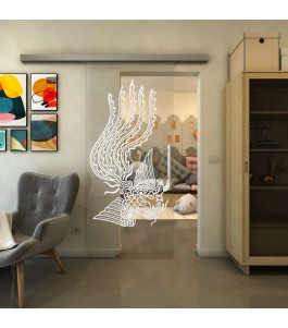 Glasschiebetür SLIM-LINE - Fineprint Model 157 Weiss auf Klarglas