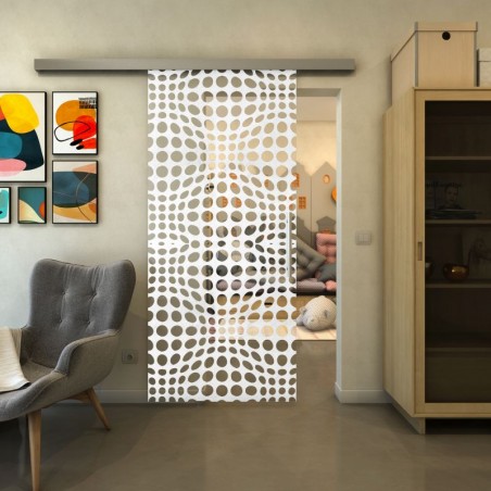 Glasschiebetür SLIM-LINE - Fineprint Model 162 Weiss auf Klarglas