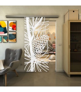 Glasschiebetür SLIM-LINE - Fineprint Model 169 Weiss auf Klarglas