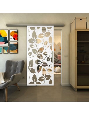 Glasschiebetür SLIM-LINE - Fineprint Model 175 Weiss auf Klarglas