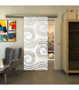 Glasschiebetür SLIM-LINE - Fineprint Model 198 Weiss auf Klarglas