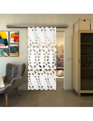 Glasschiebetür SLIM-LINE - Fineprint Model 203 Weiss auf Klarglas