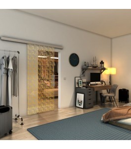 Glasschiebetür SLIM-LINE - Fineprint Model 003 Gold auf Klarglas