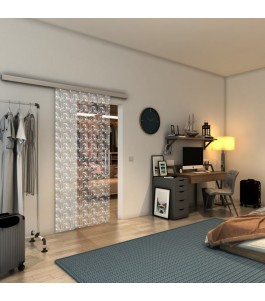 Glasschiebetür SLIM-LINE - Fineprint Model 003 Weiss auf Klarglas