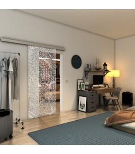 Glasschiebetür SLIM-LINE - Fineprint Model 008 Weiss auf Klarglas