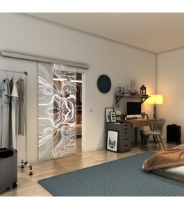 Glasschiebetür SLIM-LINE - Fineprint Model 010 Weiss auf Klarglas