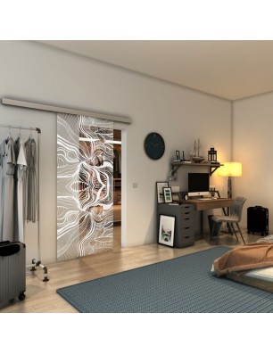 Glasschiebetür SLIM-LINE - Fineprint Model 010 Weiss auf Klarglas