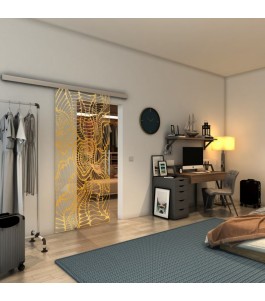Glasschiebetür SLIM-LINE - Fineprint Model 012 Gold auf Klarglas
