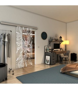Glasschiebetür SLIM-LINE - Fineprint Model 012 Weiss auf Klarglas