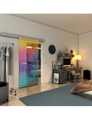Glasschiebetür SLIM-LINE - Fineprint Model 014 Verlauf auf Klarglas